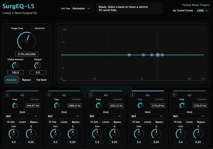 Full SurgEQ-L5 interface in Harmonic mode